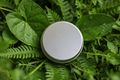 lip balm tin, no logo or label, greenery background